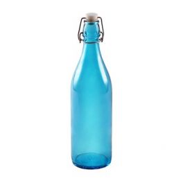 Стеклянная бутылка 1 л голубая